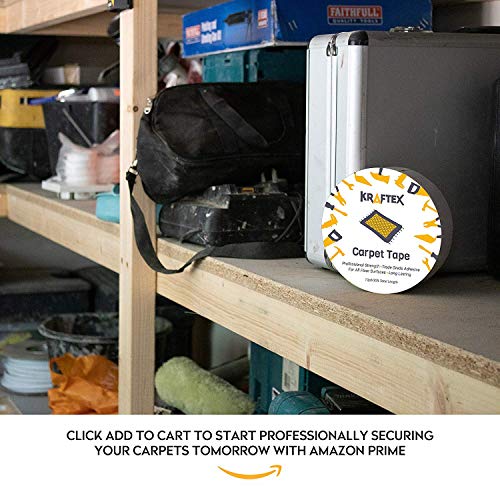 Cinta Adhesiva para Alfombras, Tapetes, Alfombras de Pasillo. Cinta Doble Cara con Adhesivo para Usar en Interiores [Funciona en Cualquier Piso] Se Adhiere a Madera, Cerámica, Pisos Laminados (27m)