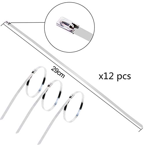 Cinta Anticalorica Escape Aislante 10 m, cinturón de tela de fibra de vidrio negro ignífugo antiescarcha para preservación del calor, con 12 bridas + guantes de acero inoxidable