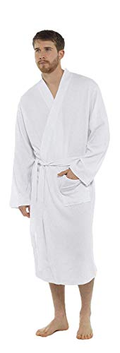 CityComfort Bata De Baño para Hombre con Diseño de Gofre Albornoz De SPA Tamaños Medianas A Tallas Grandes Hombre | Material Super Suave Y Cómodo (L/XL, Blanco)