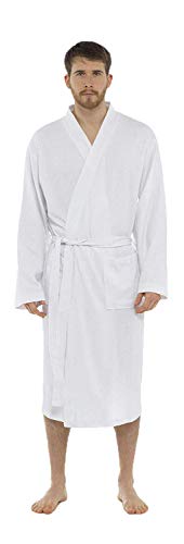 CityComfort Bata De Baño para Hombre con Diseño de Gofre Albornoz De SPA Tamaños Medianas A Tallas Grandes Hombre | Material Super Suave Y Cómodo (L/XL, Blanco)