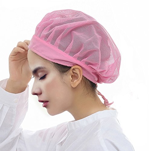 Cityelf Gorro de Cocinero Ajustable Sombrero para cocinar y restaurante Gorra para trabajo patissier cocina red de sombrero Mujer blanco (rosa 1)