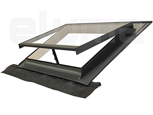 Claraboya - Ventana para tejado"BASIC VASISTAS" (apertura tipo Velux) Tragaluz por el acceso al techo/Tapajuntas incluido (55x45 Base x Altura)