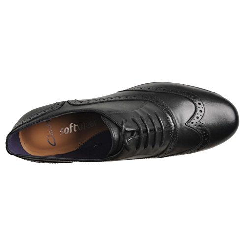 Clarks Hamble Oak, Zapatos de Cordones Derby para Mujer, Negro (Black Leather), 39 EU