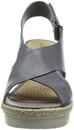 Clarks Palm Glow, Sandalia con Pulsera para Mujer, Gris (Grey Leather), 39 EU