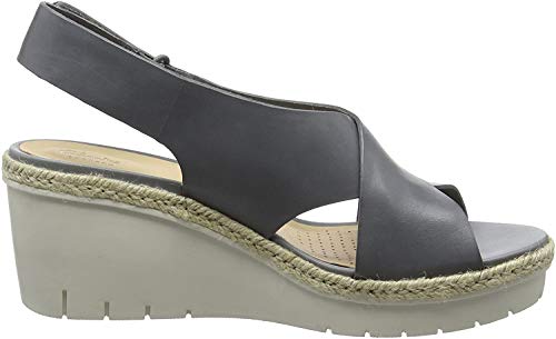 Clarks Palm Glow, Sandalia con Pulsera para Mujer, Gris (Grey Leather), 39 EU