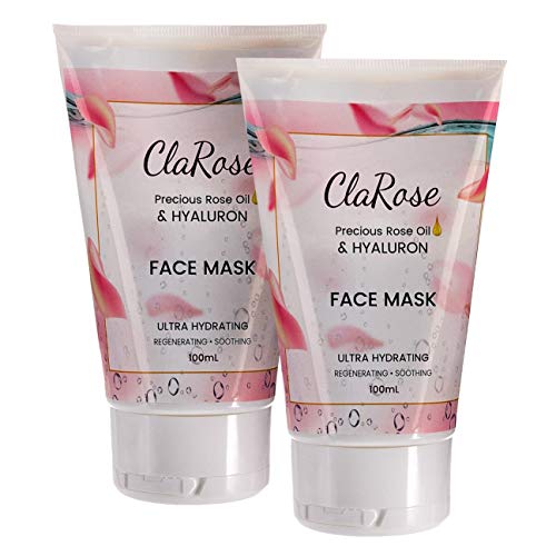 ClaRose Hyaluronic acid Regenerating Face Mask with 100% Natural Rose oil; 2x 100ml