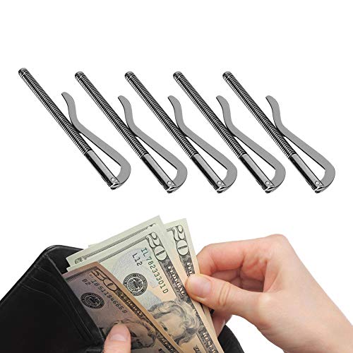 Clip de dinero para billetera, Delaman 5 piezas Clip de dinero en efectivo Acero galvanizado Resorte de alta dureza 80 mm Accesorios de artesanía para billetera de cuero(Black)