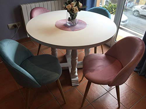 CLIPOP Juego de 4 sillas de Comedor de Terciopelo con Respaldo y Patas de Metal Resistente de Estilo de Madera para salón, Sala de Estar, Cocina, Oficina y Restaurante, Rosa