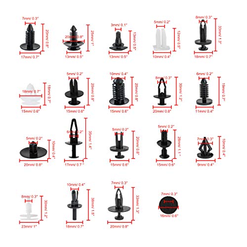 Clips de Retención de Coches 425 Piezas Remaches Universales de Plástico 18 Tamaños Surtido de Clips para Parachoques de Automoción con La Herramienta de Eliminación