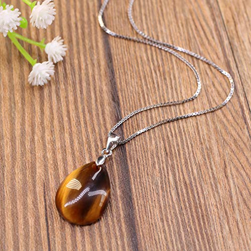 COAI® Collar con Colgante de Piedra Ojo de Tigre de Gota de Agua 926 Plata esterlina