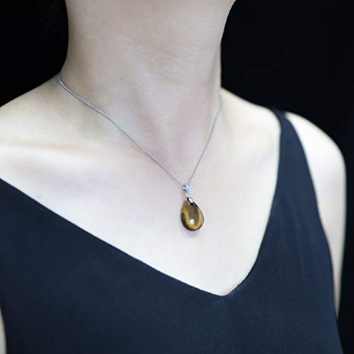 COAI® Collar con Colgante de Piedra Ojo de Tigre de Gota de Agua 926 Plata esterlina