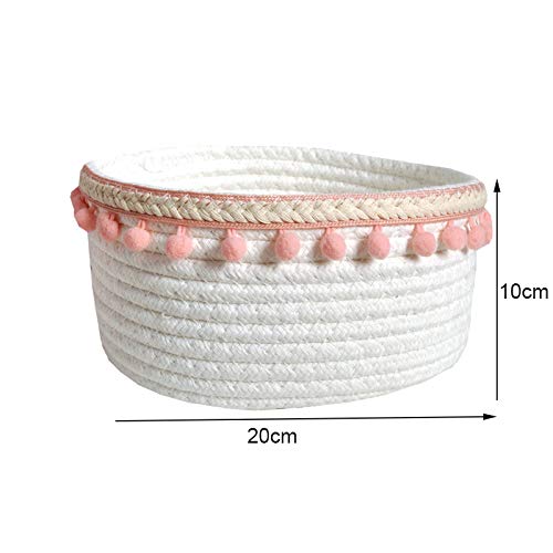 Cobeky - Cesta de almacenamiento de cuerda de algodón redonda para ropa sucia, cesta de cosméticos, juguetes para niños, organizador de escritorio, cesta de accesorios para el hogar (rosa)