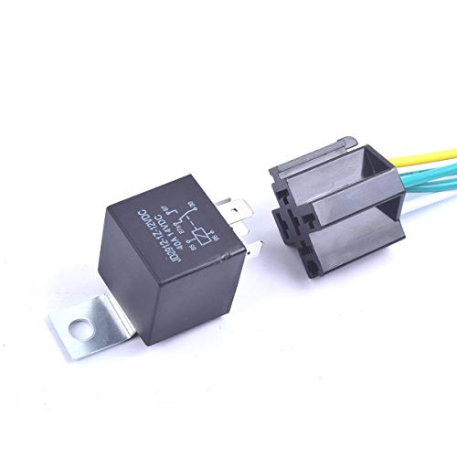 Cocar Auto Relé Interruptor Conmutador de Carril 5 Arnés Precableado 12V DC Contactores SPDT 5 Pin 40Amp Cable Set de Cobre Premium JD2912 - Paquete de 2