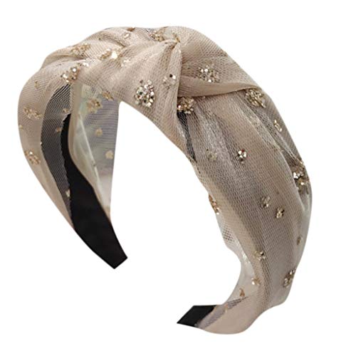 Cocoty-Store 2019 diademas mujer turbantes para mujer Flor Vintage Elástico Banda para el Cabello Stretchy Head Wrap Twisted Accesorios para el Cabello,Beige