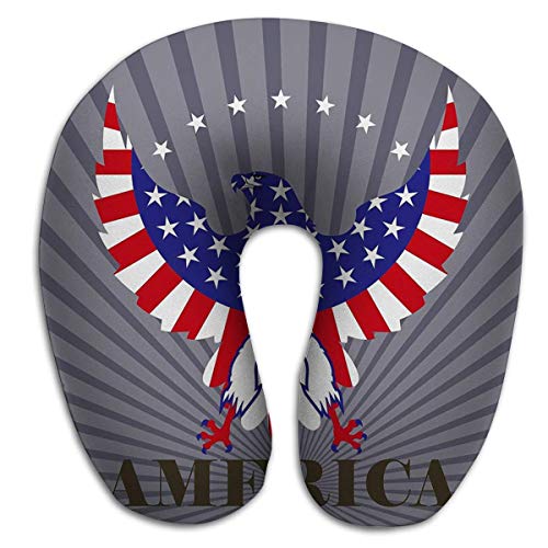 Cojín en Forma de U, Soporte en automóvil, autobús o Mientras acampa La ilustración Muestra la Forma de águila Bandera Estadounidense Águila de Bandera Estadounidense
