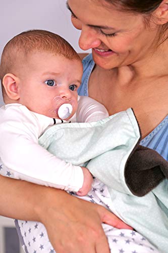 Colcha para bebé de ULLENBOOM ® con bosque, verde, azul (manta de arrullo para bebé de 70 x 100 cm, ideal colcha para el cochecito; apta alfombra de juegos)