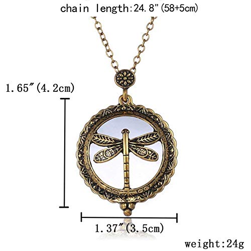 Colgante de Collar de la Lupa de la Lente 5X Alta Definición for Viejos Lectura Collar Retro del Esmalte Cadena de Patrones de joyería Que Puede abrirse en la reparación de Identificación KaiKai