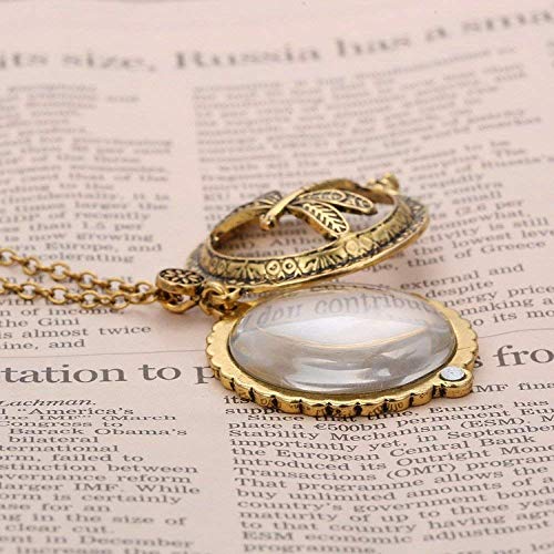 Colgante de Collar de la Lupa de la Lente 5X Alta Definición for Viejos Lectura Collar Retro del Esmalte Cadena de Patrones de joyería Que Puede abrirse en la reparación de Identificación KaiKai