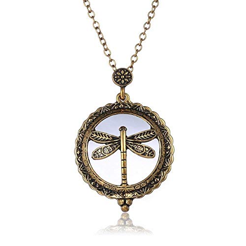 Colgante de Collar de la Lupa de la Lente 5X Alta Definición for Viejos Lectura Collar Retro del Esmalte Cadena de Patrones de joyería Que Puede abrirse en la reparación de Identificación KaiKai