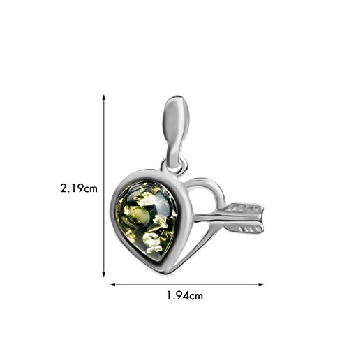 Colgante de plata esterlina ámbar verde con flecha corazón