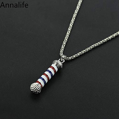 Collar Colgante Joyería Hip Hop Jewelry Top King Crown Barber Pole Collares Tienda Herramientas Razor Secadora Tijeras Peine Peluquería Colgante Hombres-2