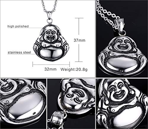 Collar con Colgante de Estatua de Buda de Acero Inoxidable, Collar Colgante de Hombre de joyería de Estilo Chino.