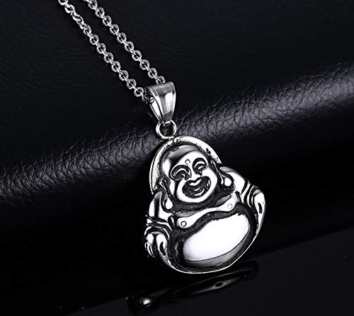Collar con Colgante de Estatua de Buda de Acero Inoxidable, Collar Colgante de Hombre de joyería de Estilo Chino.