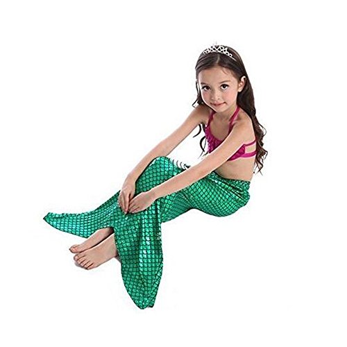 Colorfulworld Bañador De Sirena Disfraz De Princesa Bikini Cortos como Cola De Sirena para (120, Green Skirt)