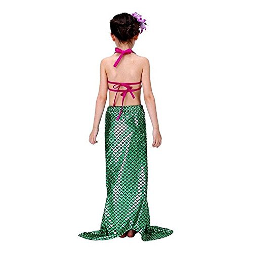 Colorfulworld Bañador De Sirena Disfraz De Princesa Bikini Cortos como Cola De Sirena para (120, Green Skirt)