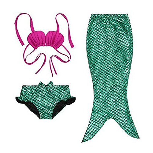 Colorfulworld Bañador De Sirena Disfraz De Princesa Bikini Cortos como Cola De Sirena para (120, Green Skirt)