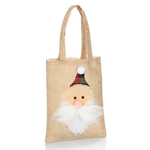 com-four® Bolsa Yute 3X con asa - Bolsa de Regalo para Santa y Adviento, Santa, Alce, muñeco de Nieve - 19 x 25 cm