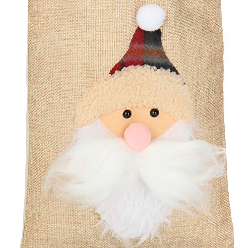 com-four® Bolsa Yute 3X con asa - Bolsa de Regalo para Santa y Adviento, Santa, Alce, muñeco de Nieve - 19 x 25 cm