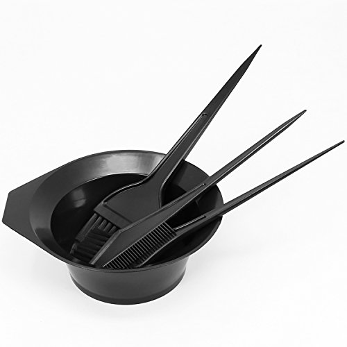 com-four® Juego de tinte para el cabello de 8 partes con diferentes cepillos y tinte en negro, juego de tinte para mezclar el tinte para el cabello (Set de tinte para el cabello - 08 piezas)