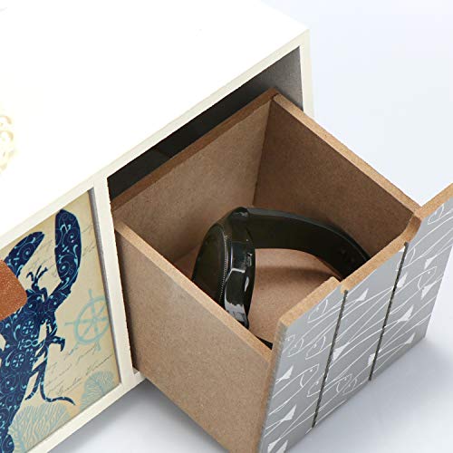 com-four® Mini cajonera con 3 cajones - gabinete de Madera con diseño marítimo - Mini gabinete para Guardar Joyas, cosméticos y artículos pequeños (1 Pieza - 33x10x12-3 cajones)