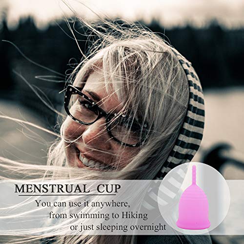 Cómoda copa menstrual para mujeres periodo taza con taza esterilizadora y cepillo de limpieza y bolsa de almacenamiento