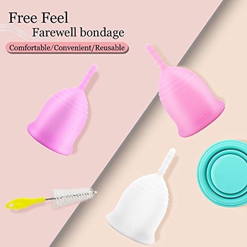 Cómoda copa menstrual para mujeres periodo taza con taza esterilizadora y cepillo de limpieza y bolsa de almacenamiento