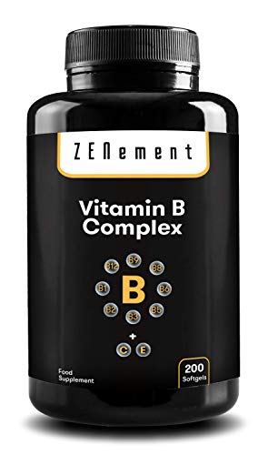 Complejo de Vitaminas B, 200 Perlas | Contiene las ocho Vitaminas B (B1, B2, B3, B5, B6, B12, Biotina y Ácido Fólico) + Vit. C y E | Para mejorar la energía, el estado de ánimo y la salud general