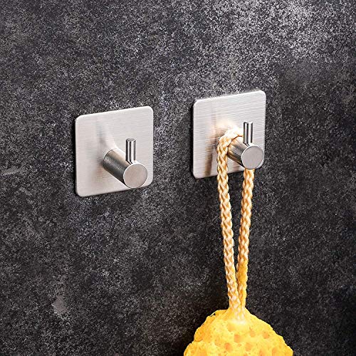 CompraFun Toallero Barra con 2 Ganchos Adhesivos, Toallero de Baño de Acero Inoxidable se Fija sin Agujeros 40CM(plata)