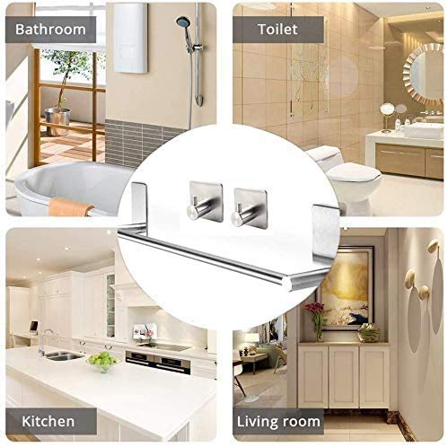 CompraFun Toallero Barra con 2 Ganchos Adhesivos, Toallero de Baño de Acero Inoxidable se Fija sin Agujeros 40CM(plata)