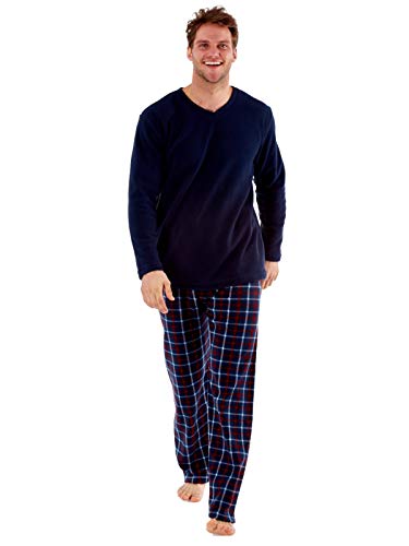 Conjunto de pijama para hombre, color azul marino/gris/negro Azul Marino-Check XL