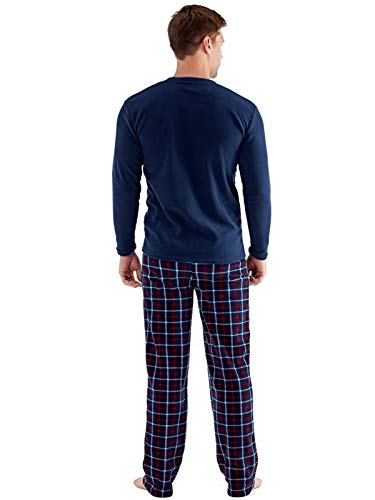 Conjunto de pijama para hombre, color azul marino/gris/negro Azul Marino-Check XL