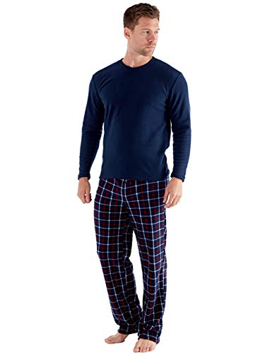 Conjunto de pijama para hombre, color azul marino/gris/negro Azul Marino-Check XL