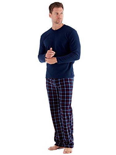 Conjunto de pijama para hombre, color azul marino/gris/negro Azul Marino-Check XL