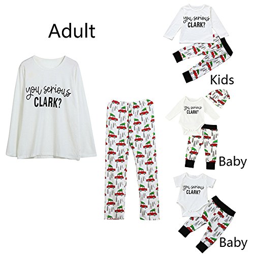 Conjunto de Pijamas Familiares de Navidad - Ropa Familiar a Juego para la Familia Padre Madre Niño Bebe Monos Blusa Manga Larga Impresión de Letras+ Pantalones Gusspower