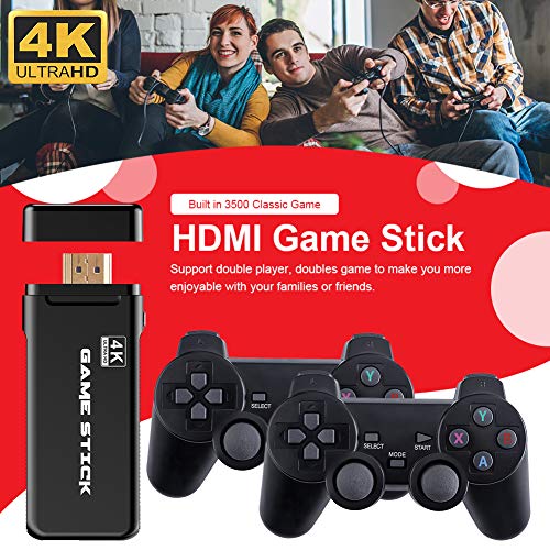 Consola USB inalámbrica, mini consola de videojuego 4K HDMI, mini consola de videojuegos, controlador mini retro de 8 bits, salida HDMI, reproductor dual integrado 3500 juego clásico
