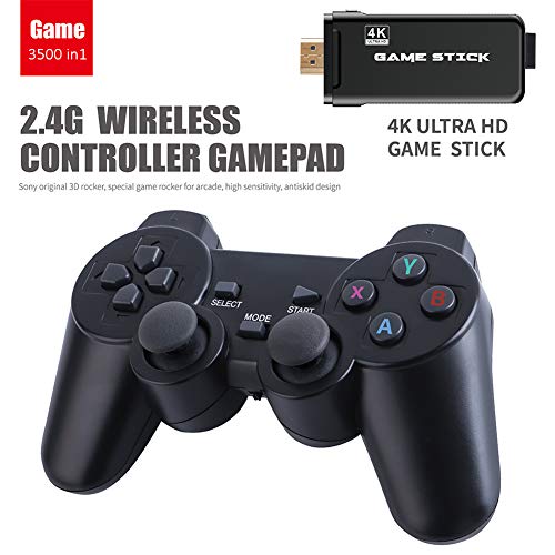 Consola USB inalámbrica, mini consola de videojuego 4K HDMI, mini consola de videojuegos, controlador mini retro de 8 bits, salida HDMI, reproductor dual integrado 3500 juego clásico