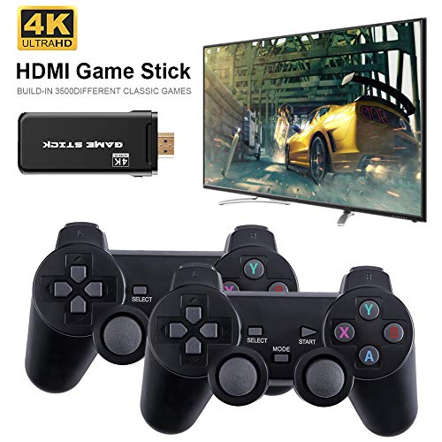 Consola USB inalámbrica, mini consola de videojuego 4K HDMI, mini consola de videojuegos, controlador mini retro de 8 bits, salida HDMI, reproductor dual integrado 3500 juego clásico