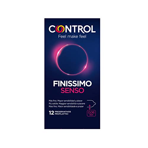 Control Preservativos Finissimo Senso - Caja de condones muy finos, gama sensibilidad, lubricados, ajuste perfecto, sexo seguro, 12 unidades