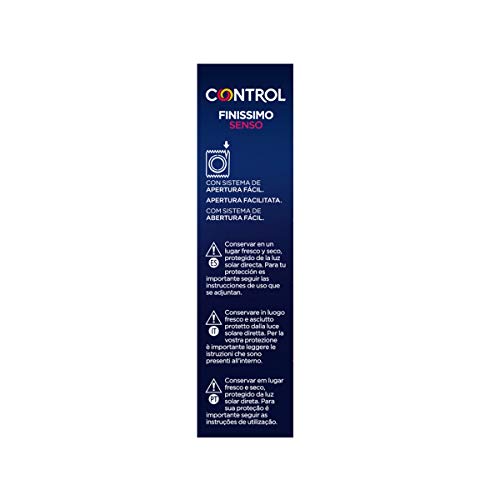 Control Preservativos Finissimo Senso - Caja de condones muy finos, gama sensibilidad, lubricados, ajuste perfecto, sexo seguro, 12 unidades