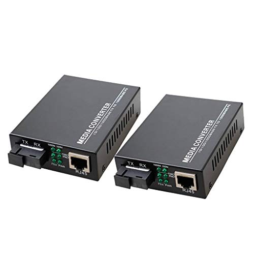 Convertidor de Medios Ethernet Gigabit Convertidor de Fibra Monomodo de 10/100/1000 Mbps Conversor de Medios de Fibra con Un Solo Puerto RJ45, SC, Fuente de Alimentación Externa de 5 V, 2 Paquetes